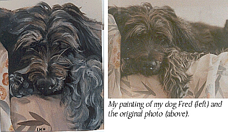 painting of dog with photo used to work from
