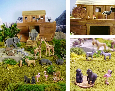 hand carved miniature Noah's Ark