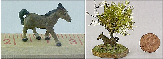 hand carved wood miniature horse