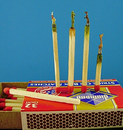 tiny hand carved stick matches