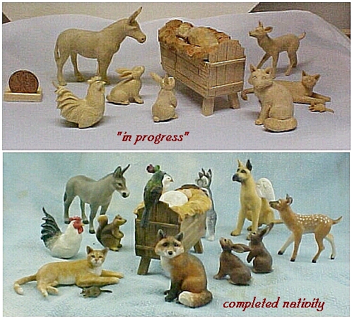 small carved wooden animals