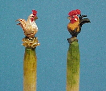 hand carved chicken toothpicks