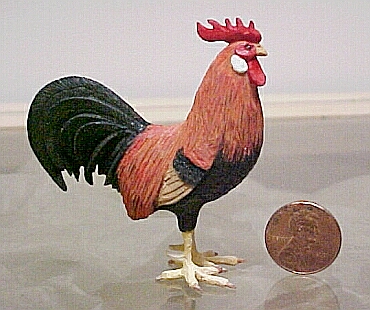 hand carved wood miniature rooster