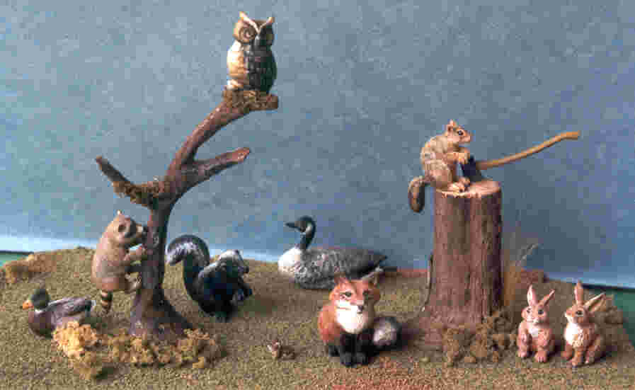 hand carved wooden miniature wildlife