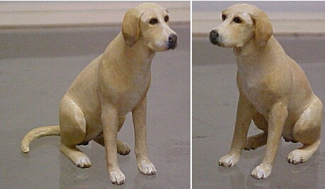 Hand carved wood miniature yellow Lab